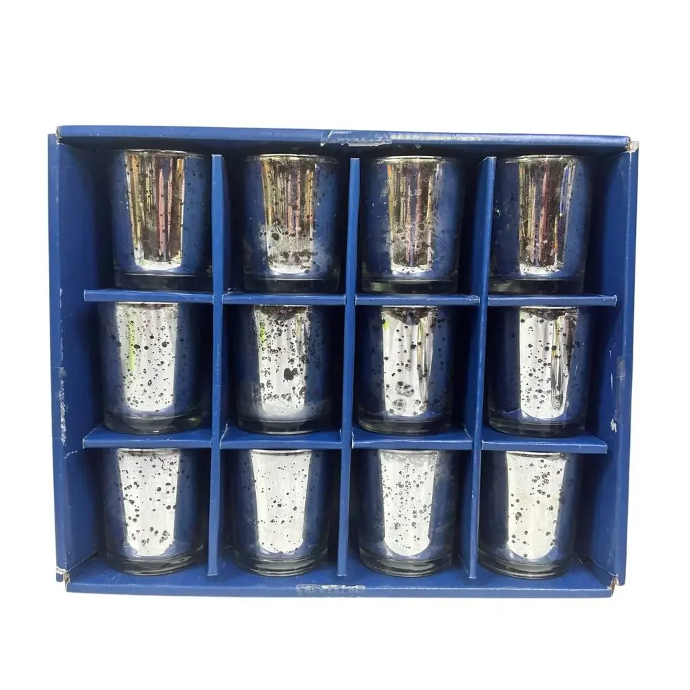 Pier 1 Mercury Glass Votive Holders Speckled Antique Design Finish-Set of 12